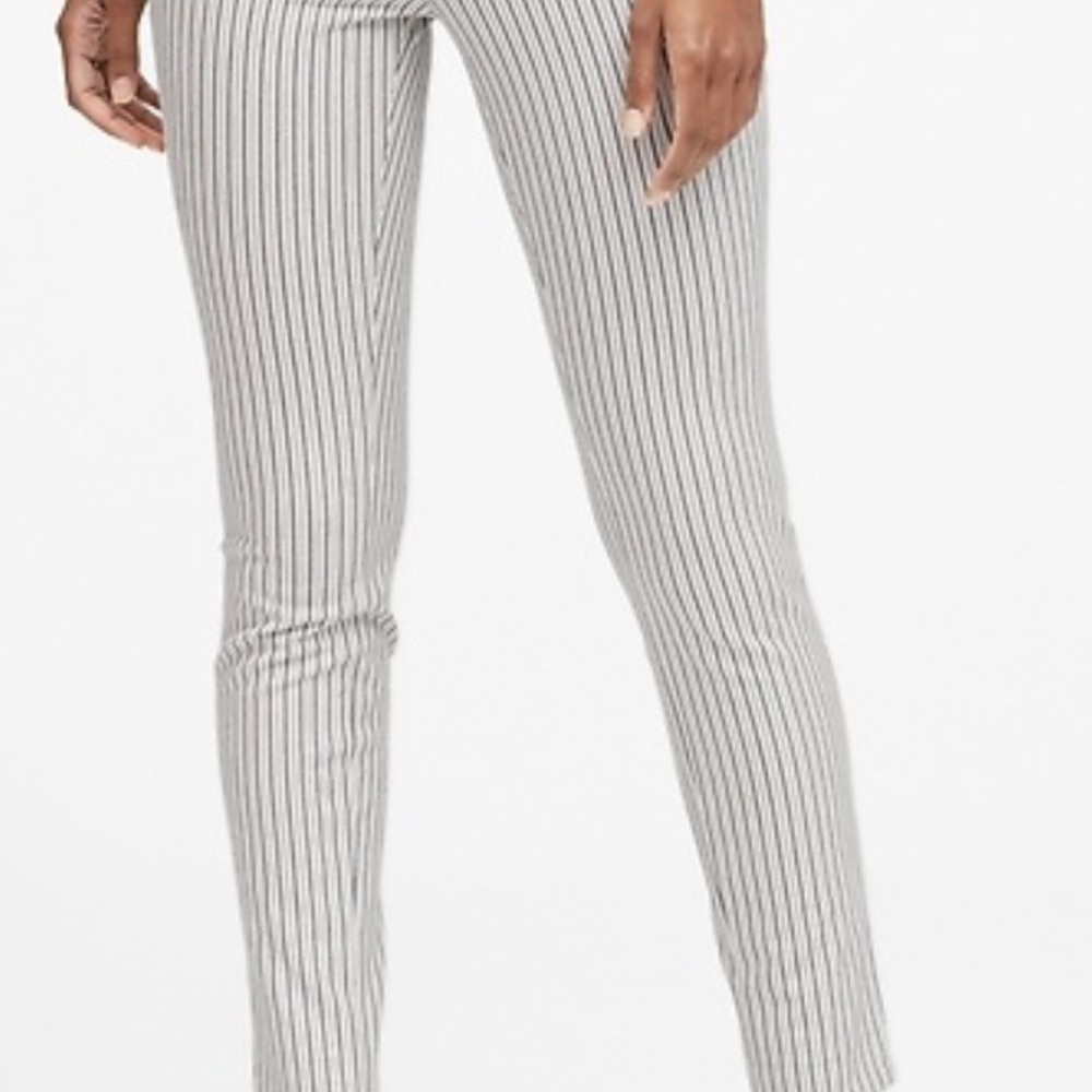 Banana Republic Black and White Chinos with Pinstripe Design